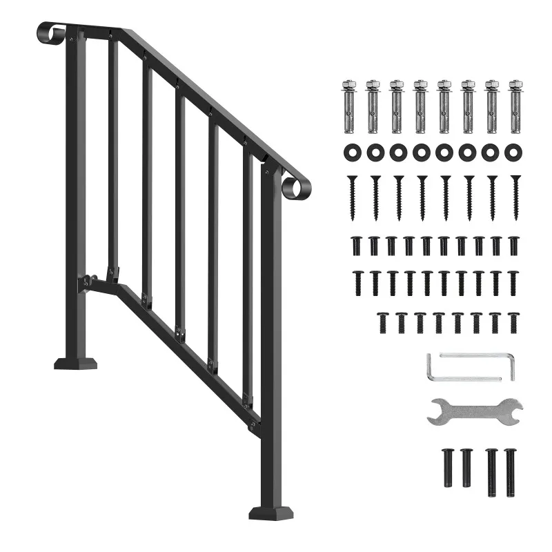 

Handrails for Outdoor Steps Stair Hand Rail Kit Transitional Carbon Steel Railings with Installation Kit Concrete Steps