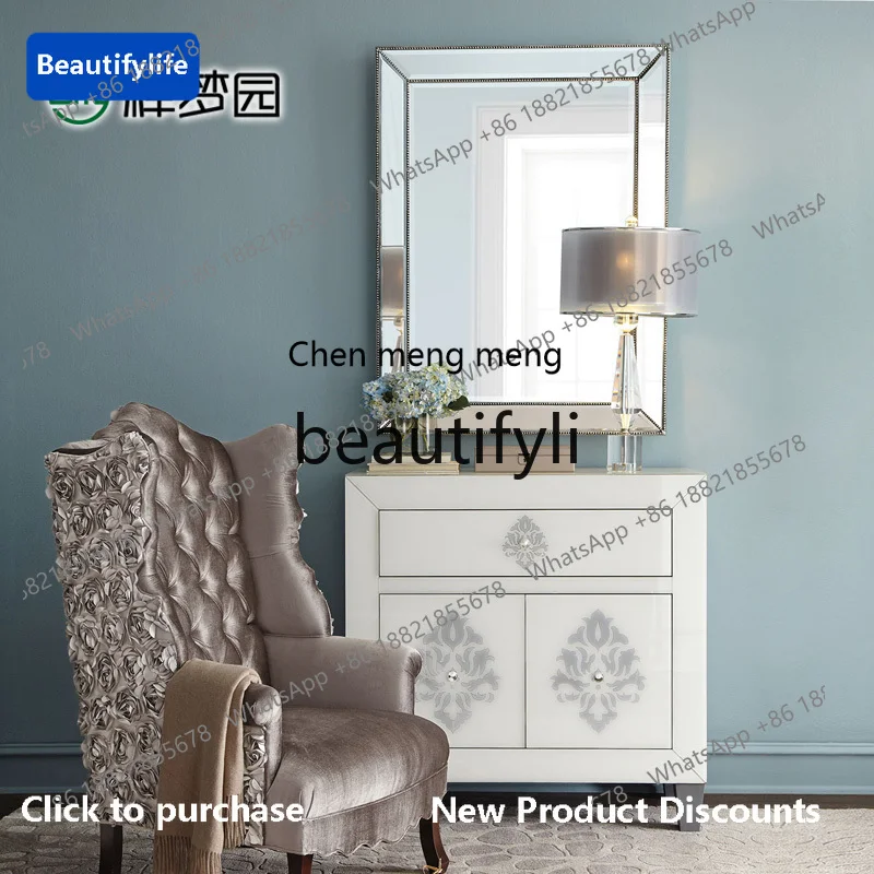 

cqy Neoclassical Decorative Mirror Entrance Background Wall Art Glass Wall-Mounted Mirror Makeup Mirror