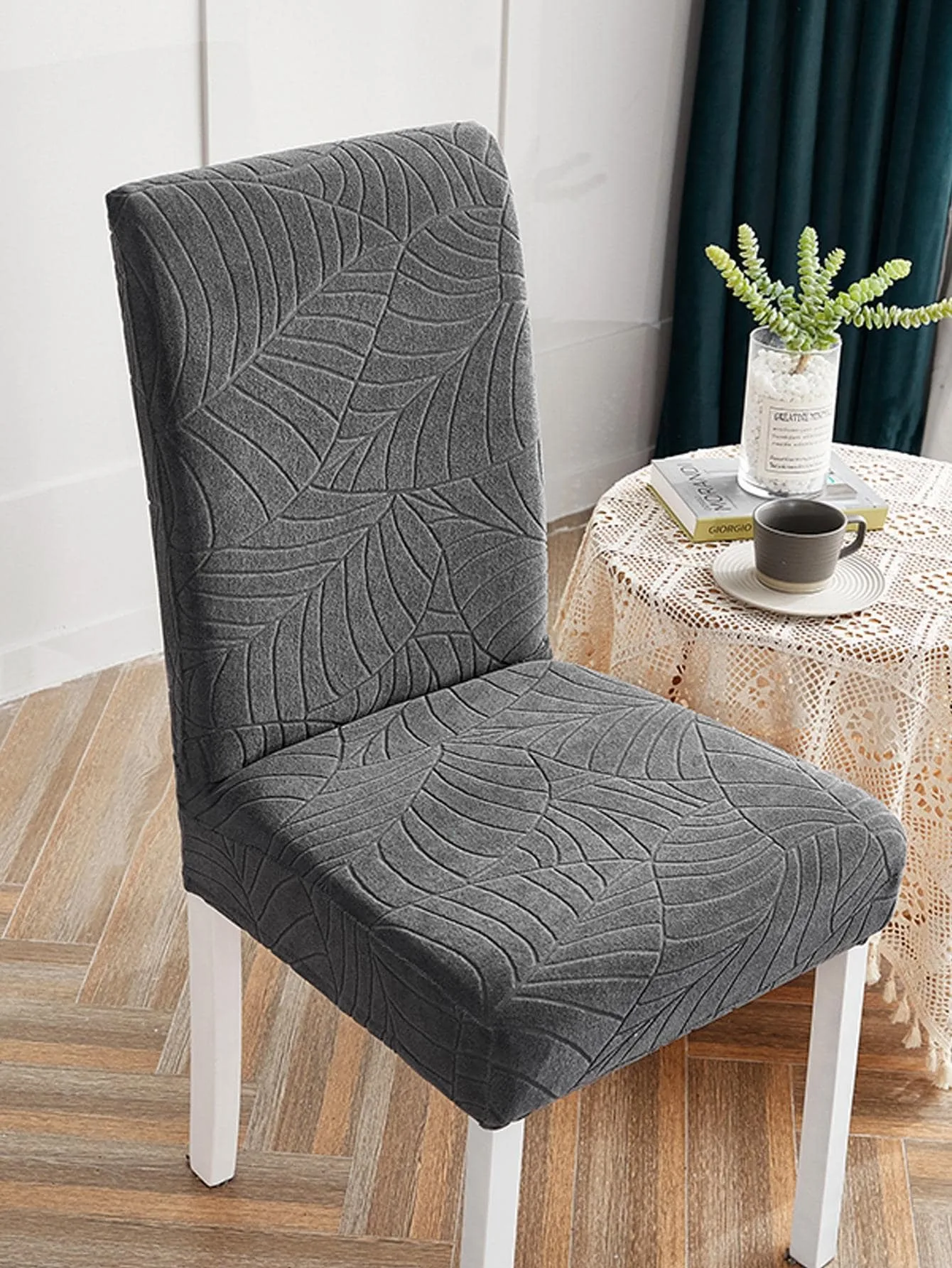 1pc Water Resistant Chair Slipcover With Leaf Pattern, Wrinkle-Free And High Stretch For All Seasons, Perfect For , Office, Or H