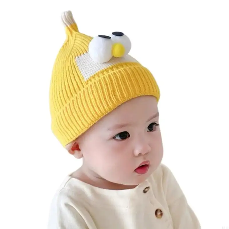 U50F Stylish Baby Pointed Hat with Adorable Big Eyes, Solid Color Benaie Cosy and Fashionable Knit Hat for 6M to 3 Years