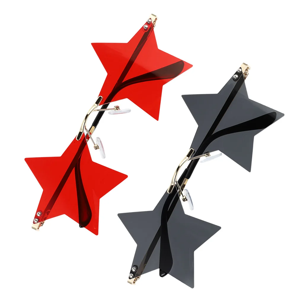 

2Pairs Star Shaped Glasses Unisex Festival Star Sunglasses Pc Copper Alloy Material Photo Props Gifts for Parties