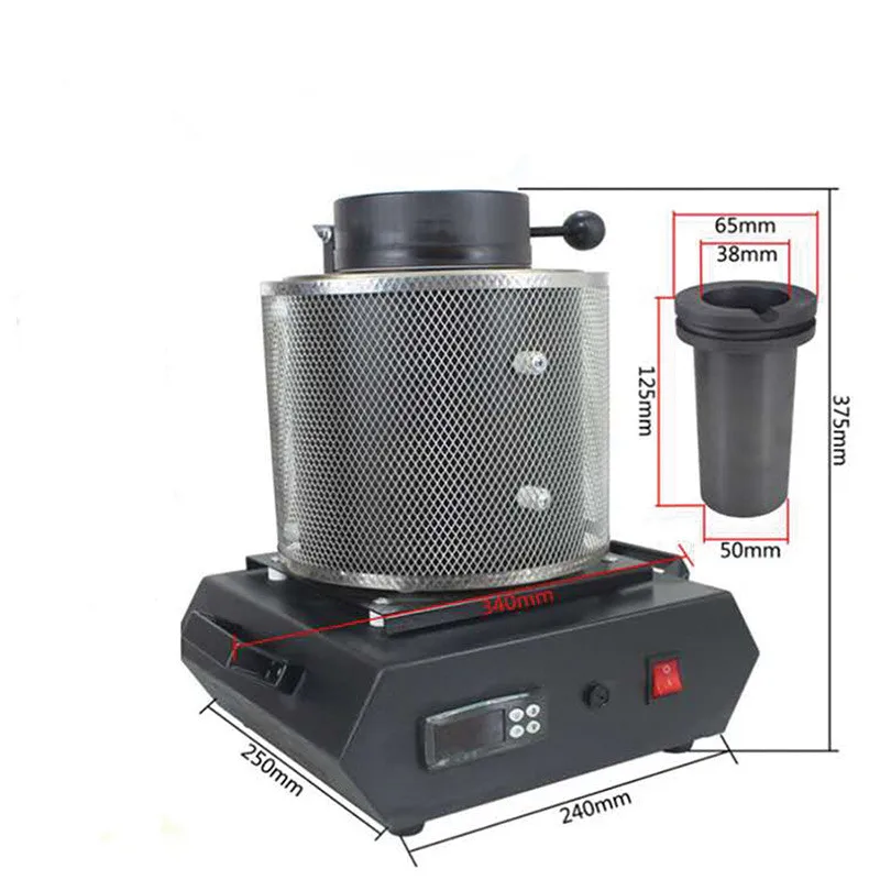 Metal Melting Furnace with LED Display Screen Jewelry Making Tools for Precious Metals Gold Silver Tin Aluminum Crucible Machine