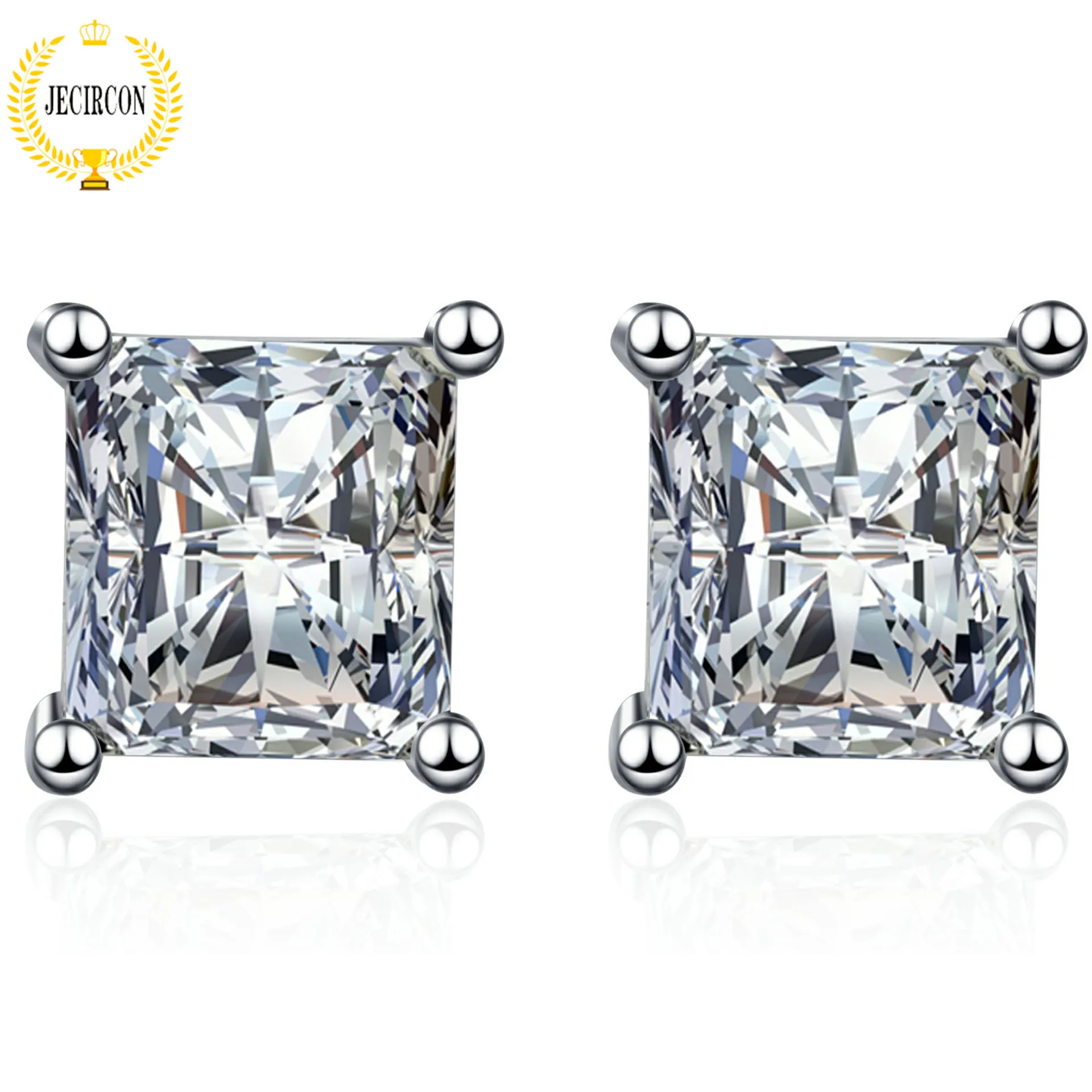 

JECIRCON Women Earrings S925 Sterling Silver Stud Earrings for Women Special-shaped Square Moissanite Diamond Fashion Jewelry