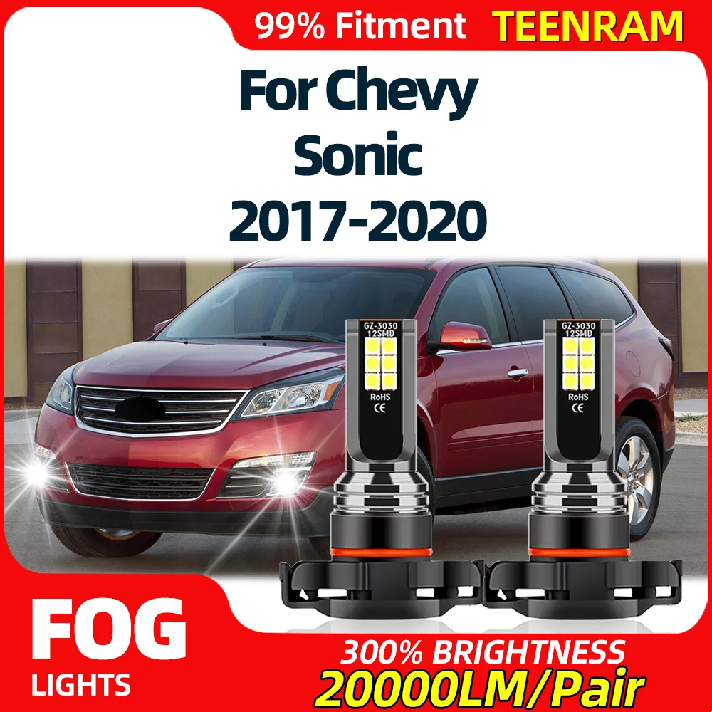 2PCS 60W LED Fog Lights Bulbs 20000LM Super Bright Auto Fog Lamps 12V Canbus No Error For Chevy Sonic 2017 2018 2019 2020