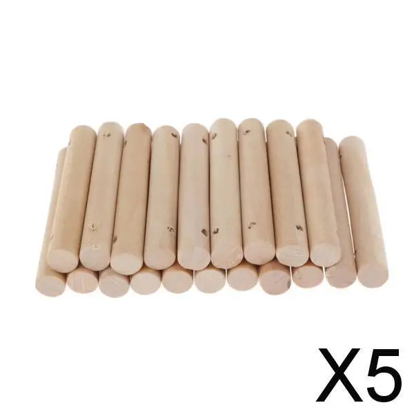 5 Pre-punched Hole Wooden Rod Unfinished Hardwood Sticks for