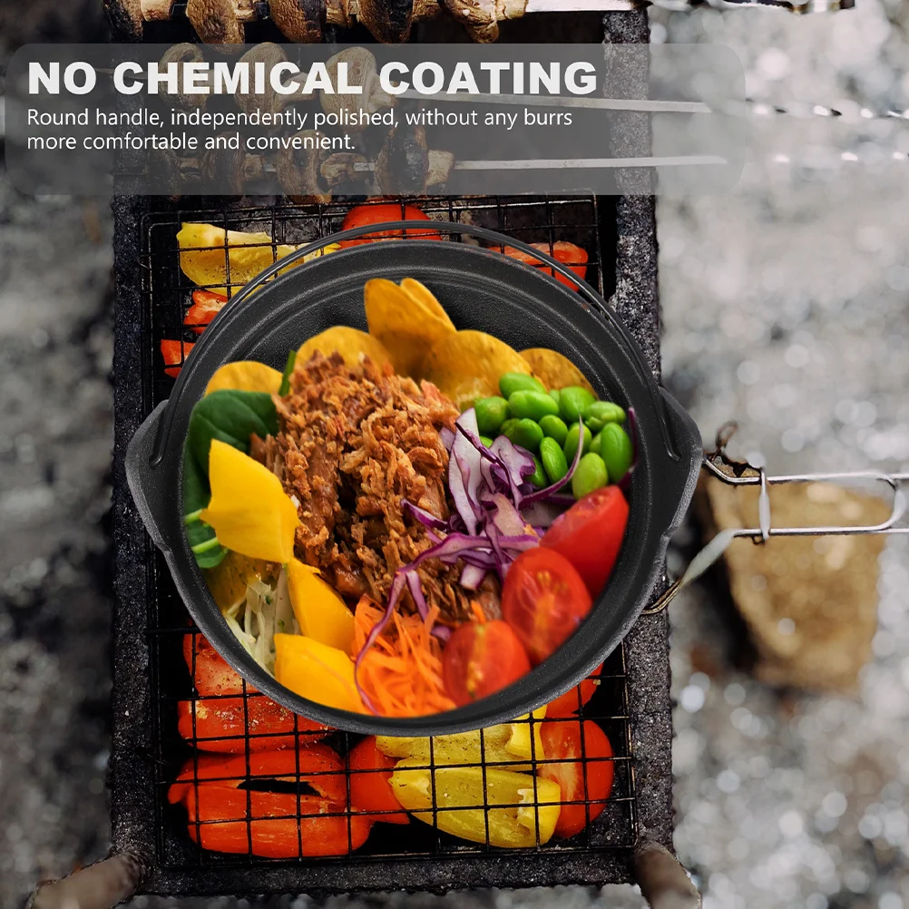 

Cast Iron Hanging Japanese Hot Pot Outdoor Sukiyaki Pot For Camping Picnic Stew Soup Cooking Cookware Iron Wood Handle