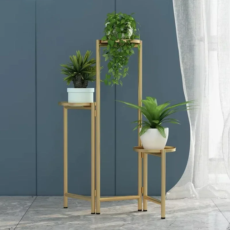 Nordic Golden Iron Flower Stand, Rust-proof Folding Plant Holder, Home Decoration Multicolor Pot Stand, Indoor Plant Display