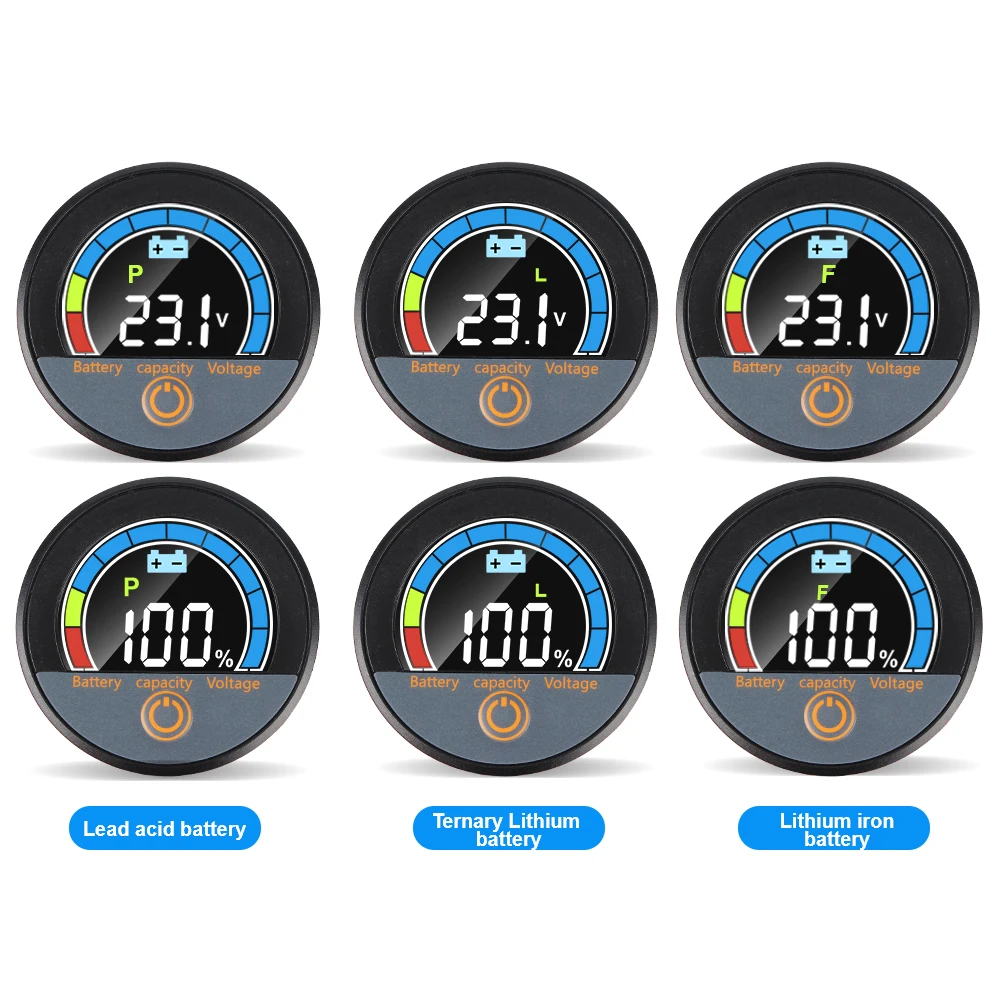 Universal DC7-100V Battery Capacity Tester Waterproof Digital Circular Voltmeter Car Voltage Meter Battery Level Indicator