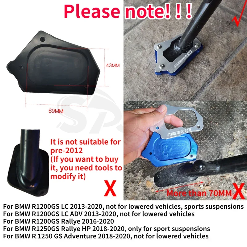 BROBIK Motorcycle Accessories for R1200GS Foot Pad Support Kickstand Side Stand Extension Adv R1250GS Adventure R1200 GS LC NEW