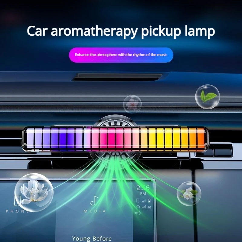 

Автомобильный воздуховыпускной ароматический диффузор, звуковая лампа, умный парфюмерный аромат, салон автомобиля с голосовым управлением, музыкальный ритм окружающей среды
