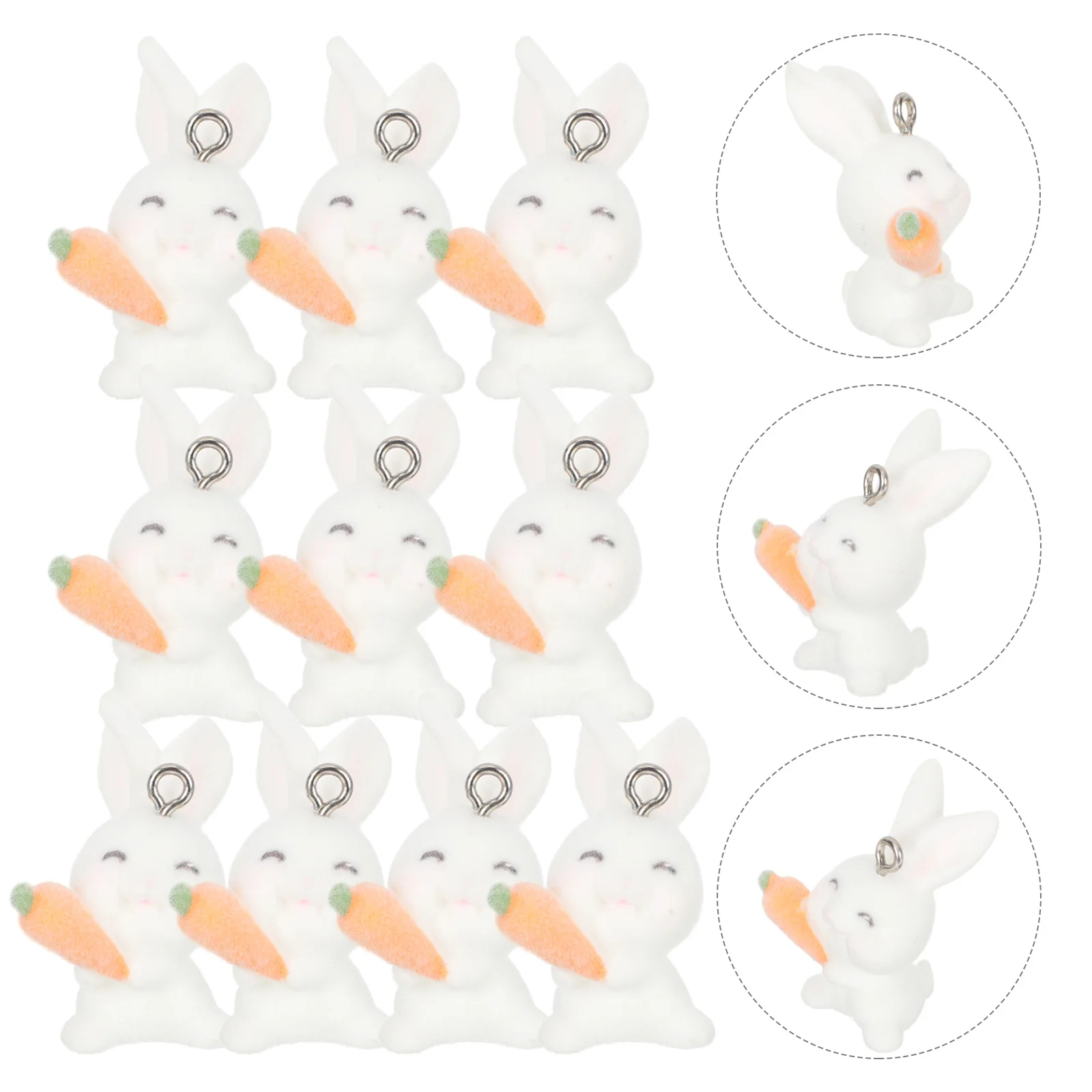 

10 Pcs Simulation Rabbit Pendant Charm Bracelet Making Kit Statue Necklace Bunny Flocking Charms Resin Jewelry Pendants