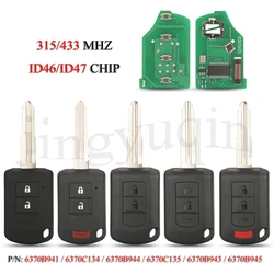 jingyuqin Remote Car Key For Mitsubishi ASX Mirage Outlander Lancer Eclipse Cross ID46 PCF7941/ ID47 PCF7938 Chip 315/433Mhz