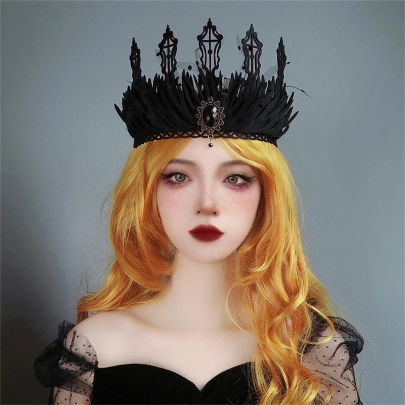 Goth Headband Witch Headpiece Goth Black Tiaras Black Queen