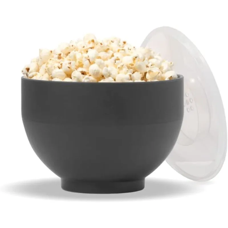 

Microwave Silicone Popper Maker | Black | Collapsible Bowl w/Built in Measuring,Waste Free, 9.3 Cups of Popped Popcorn