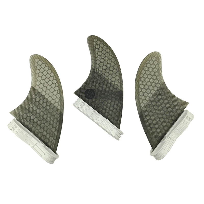 UPSURF Double Tabs 2 M Size Gray Color Surfboard Fins Tri Fin Set Double Tabs 2 Fin Fibreglass Honeycomb Fin UPSURF Logo Fin