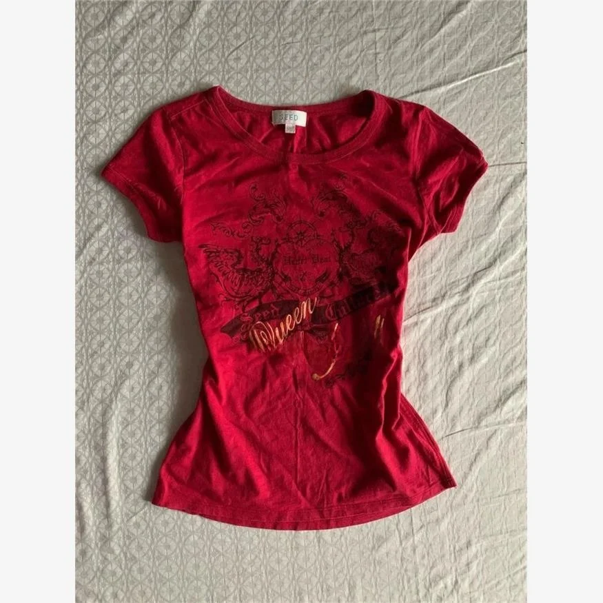 

Футболка из чистого хлопка ort Sve в американском стиле ретро, женская летняя футболка с новым дизайном для похудения на талии, топ Faion