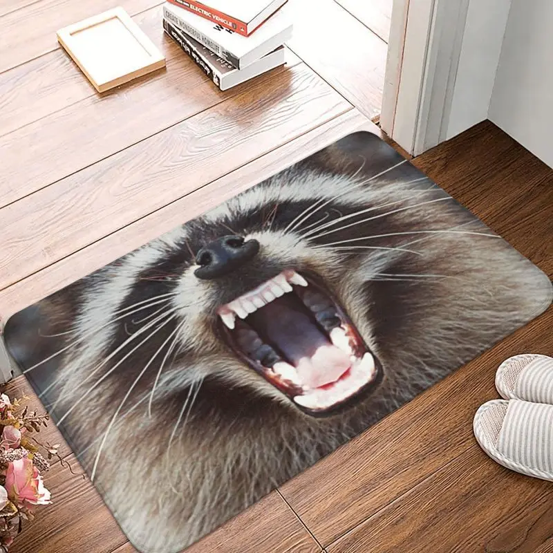 Personalized Raccoon Snarling Doormat Mat Anti-Slip Trash Panda Racoon Bath Kitchen Garden Rug Carpet 40*60cm