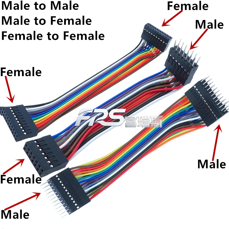 2.54MM Double Row DUPONT LINE DUPONT Connector Plug With Wire Jumper Cable 10/20/30/50/100cm 2*2/3/4/5/6/8/10-20 PIN Male Female