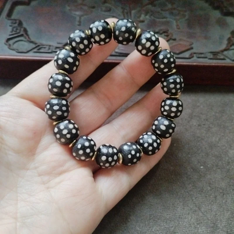 Backflow Old Pulp Black Starry Agate Bracelet Men And Women