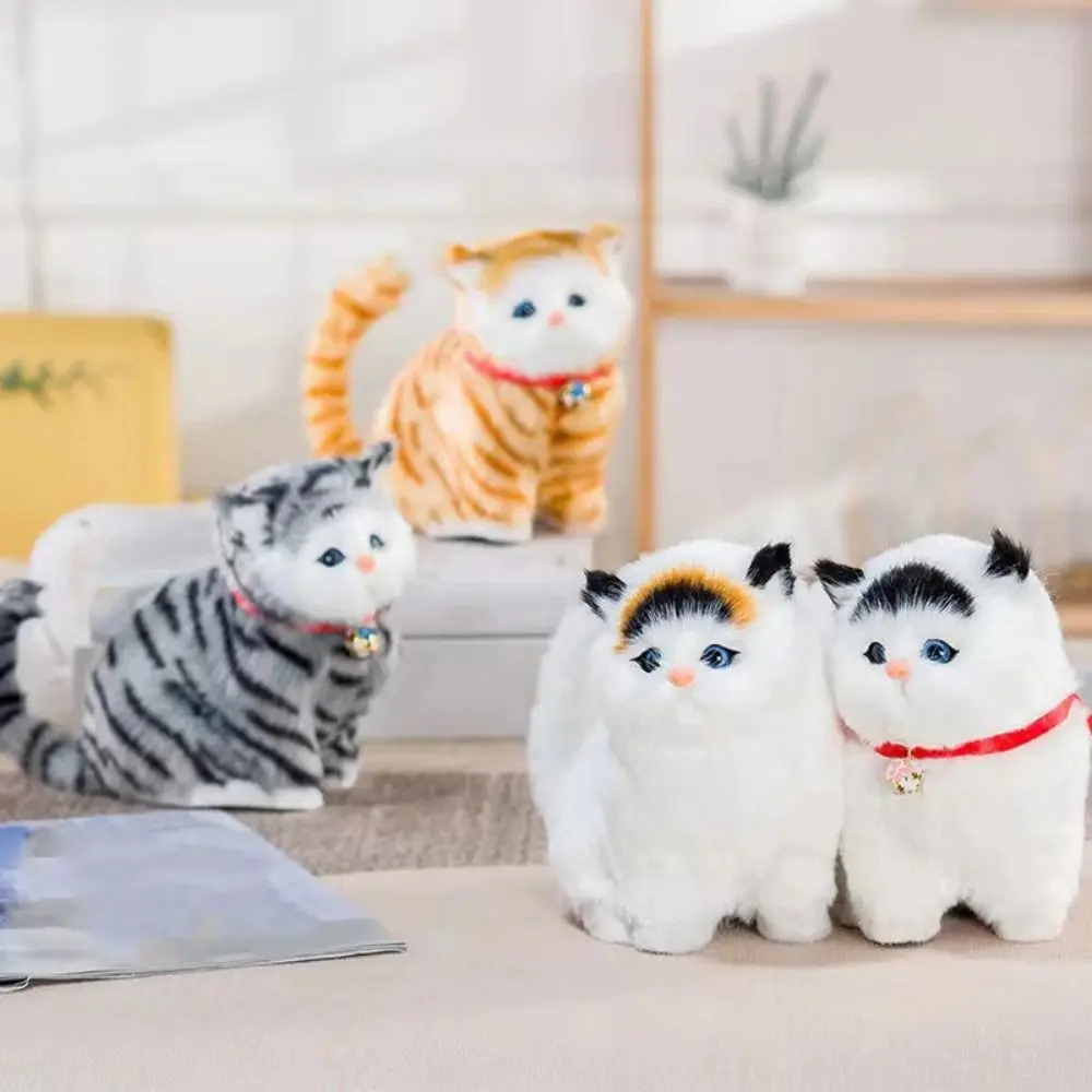 

Kawaii Fluffy Simulation Cat Plush Toy Cute Comfortable Imitation Cat Plush Doll Creative Soft Plush Cats with Sound Kids Gift