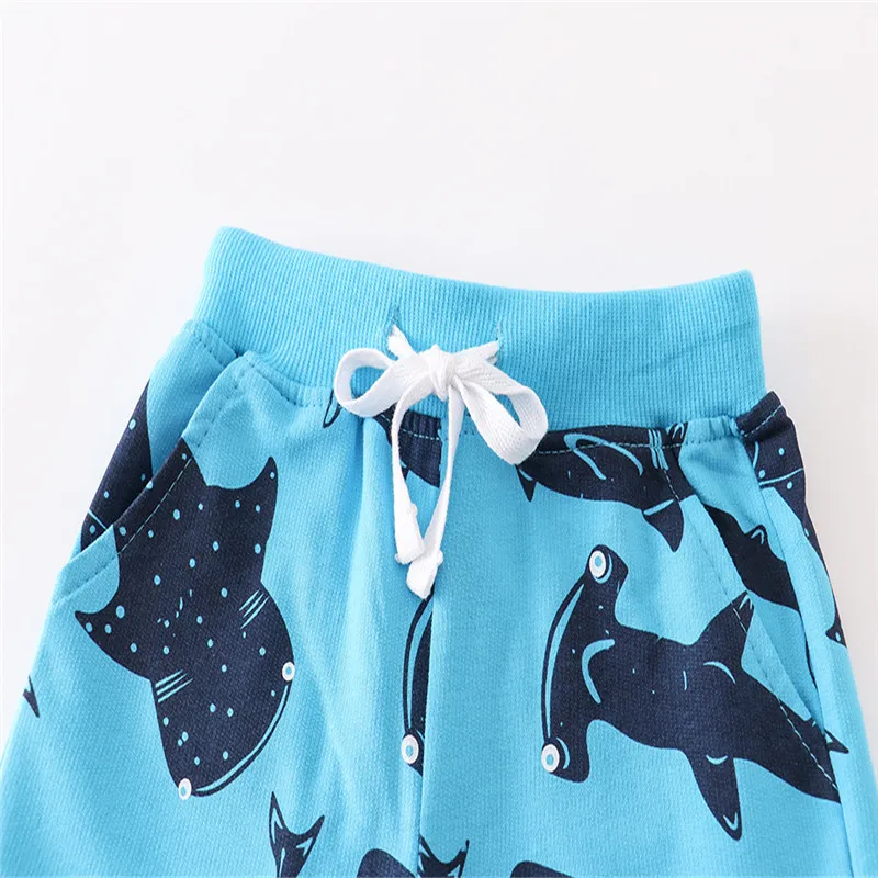 Jumping Meters 2-7T Summer Boys Shorts Sharks Print Drawstring Baby Boys Girls Short Pants Animals  Children\'s Kids Trousers