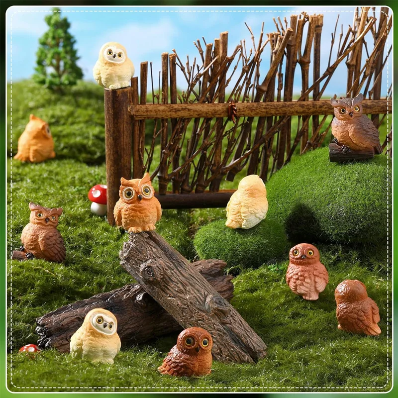 Set of 5 Resin Mini Owl Figurines Miniature for DIY Plant Pots Bonsai Crafts Micro Landscape Home Ornament Accessories view 3