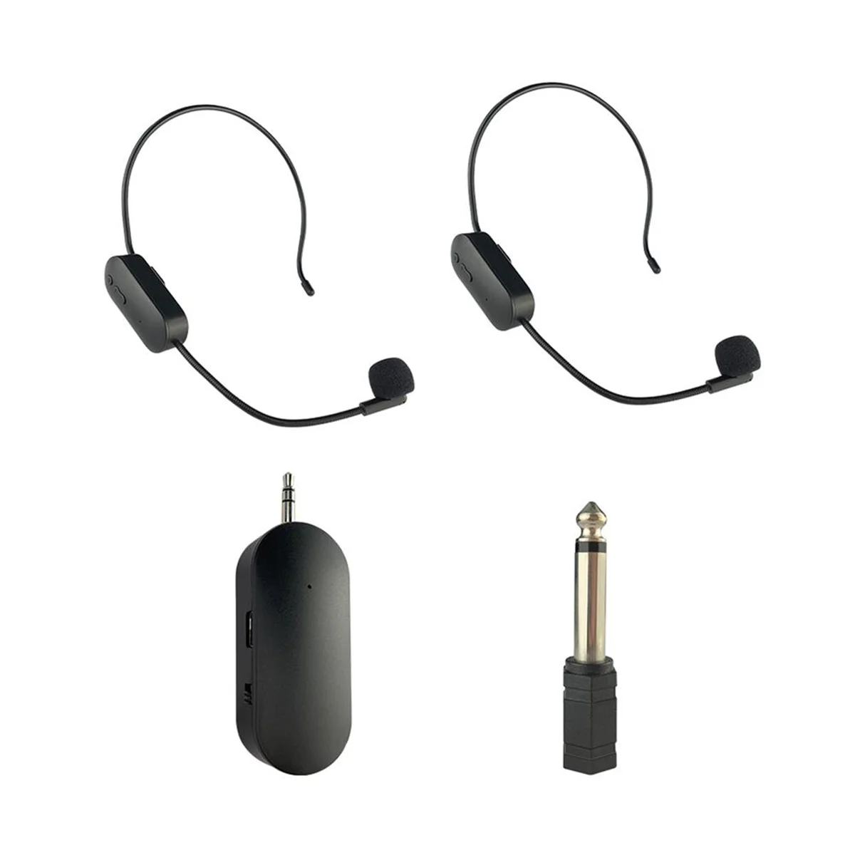 2.4G Wireless Head-Mounted Lavalier Microphone Set Transmitter with Receiver for Amplifier Voice Speaker 1 to 2