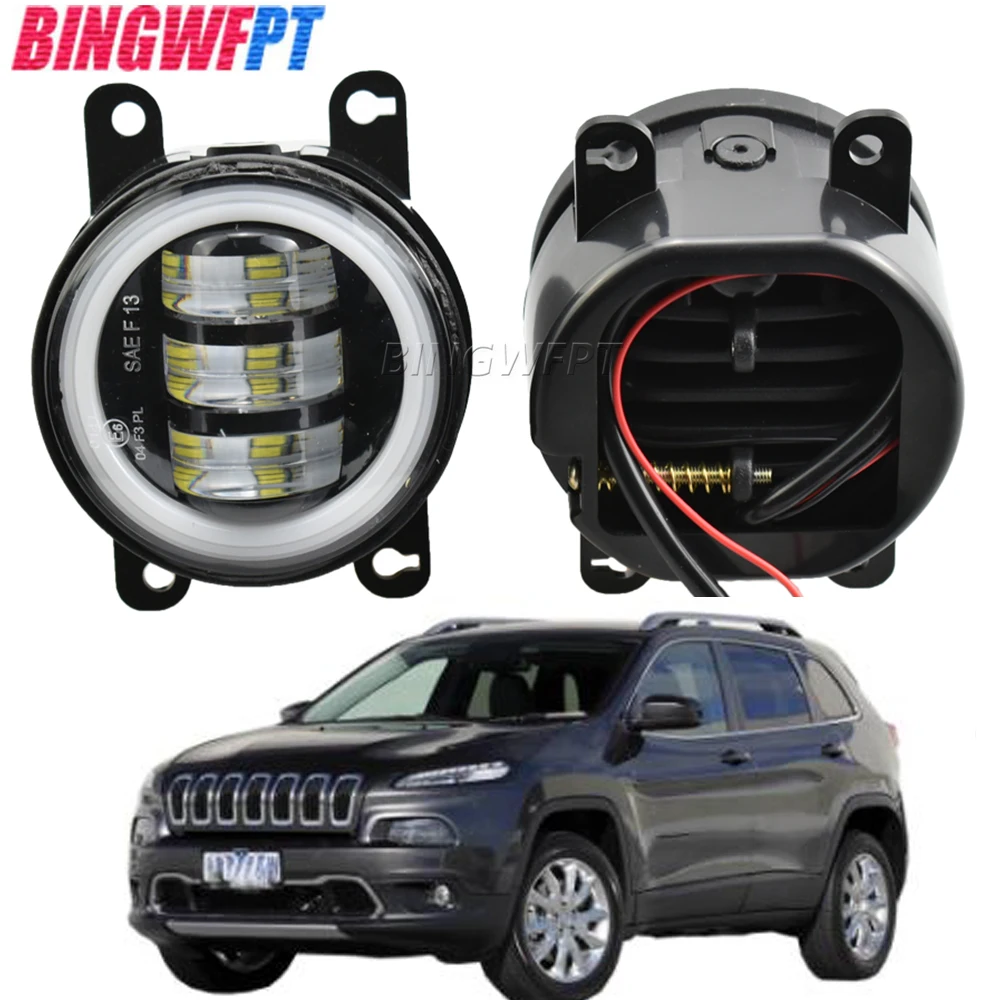 

For Jeep Cherokee KL 2014 2015 2016 Car H11 LED Lamp Fog Light Assembly Angel Eye Daytime Running Fog Lights DRL 12V Fog Lamps