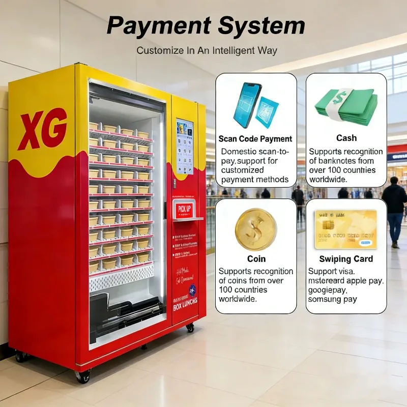 FL Unattended Hot Food Vending Machine Multiple Payment Modes Online Remote After-sales Support
