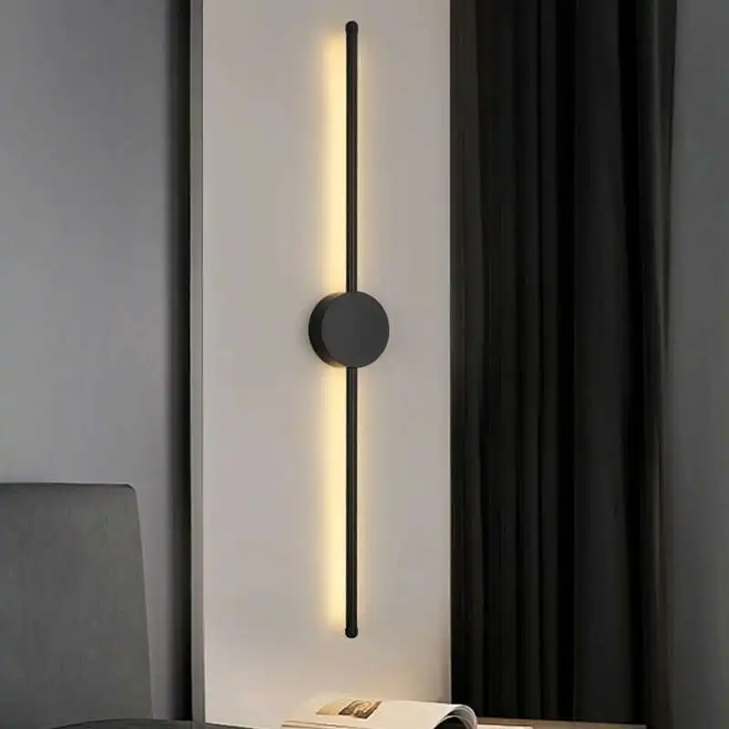 

Modern Long LED Light Black I-Shaped Wall Lamp Bedroom Living Room Corridor Interior Home Decor Lighting