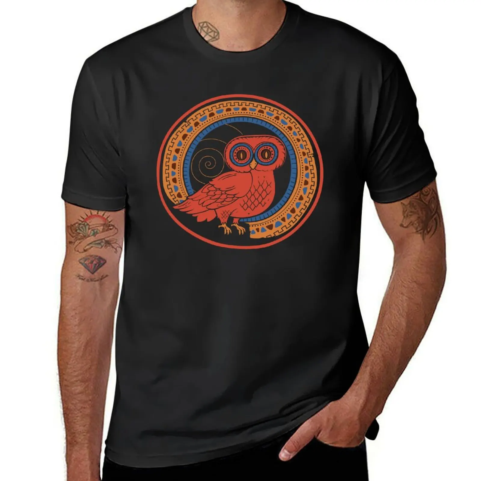 

Athenian Owl T-Shirt anime stuff valentines clothes custom t shirt blue archive tee shirts for men