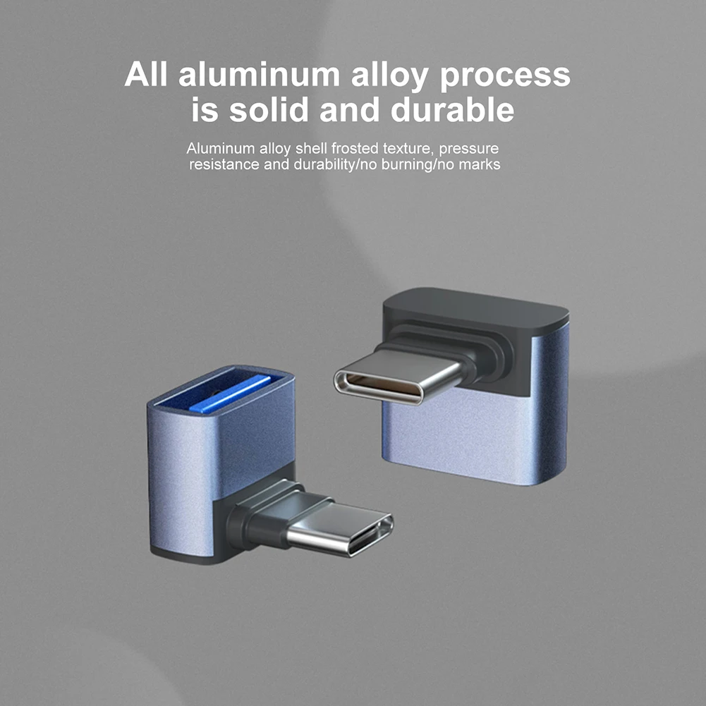 USB 3.1 Ke Adaptor OTG Tipe C 90 Derajat Siku Konverter Pengisi Daya Cepat USB 3.1 Ke Adaptor Data USBC 10Gbps untuk Macbook Pro