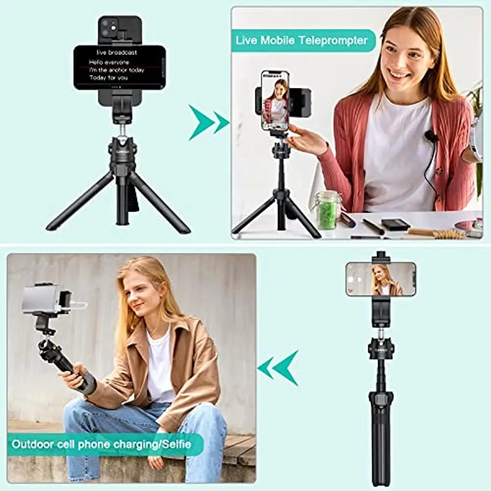 CAMOLO Teleprompter Photo Studio Mini Phone Tripod Cell Phone Tripod Mount حامل هاتف لعصا السيلفي لهاتف iPhone Video Tablet