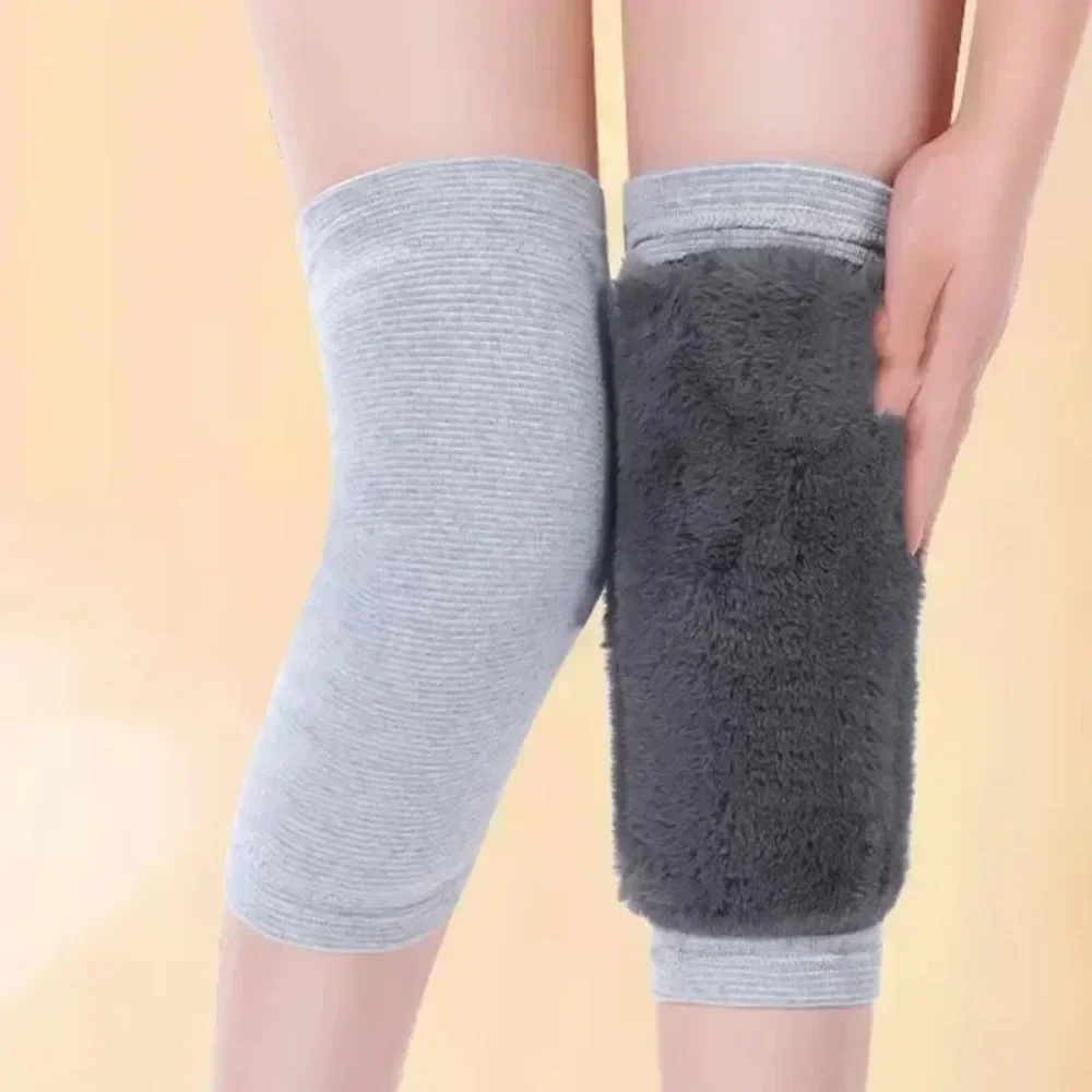 1 Pair Rabbit Fur Knee Pads for Women Winter Warm Men Old People Cold Leg Arthritis Kneepad Knee Support Running Knee Protector