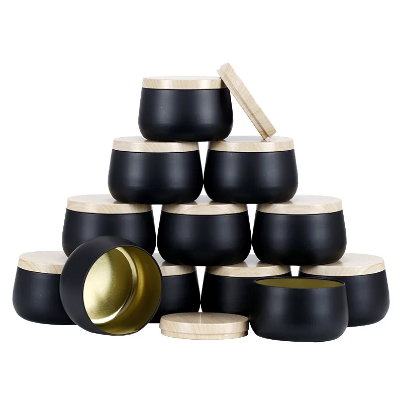 

120pcs 4oz 8oz Metal Candle Tins Empty Cans, Black Golden Candle Tins DIY Candle Making Accessory Kit
