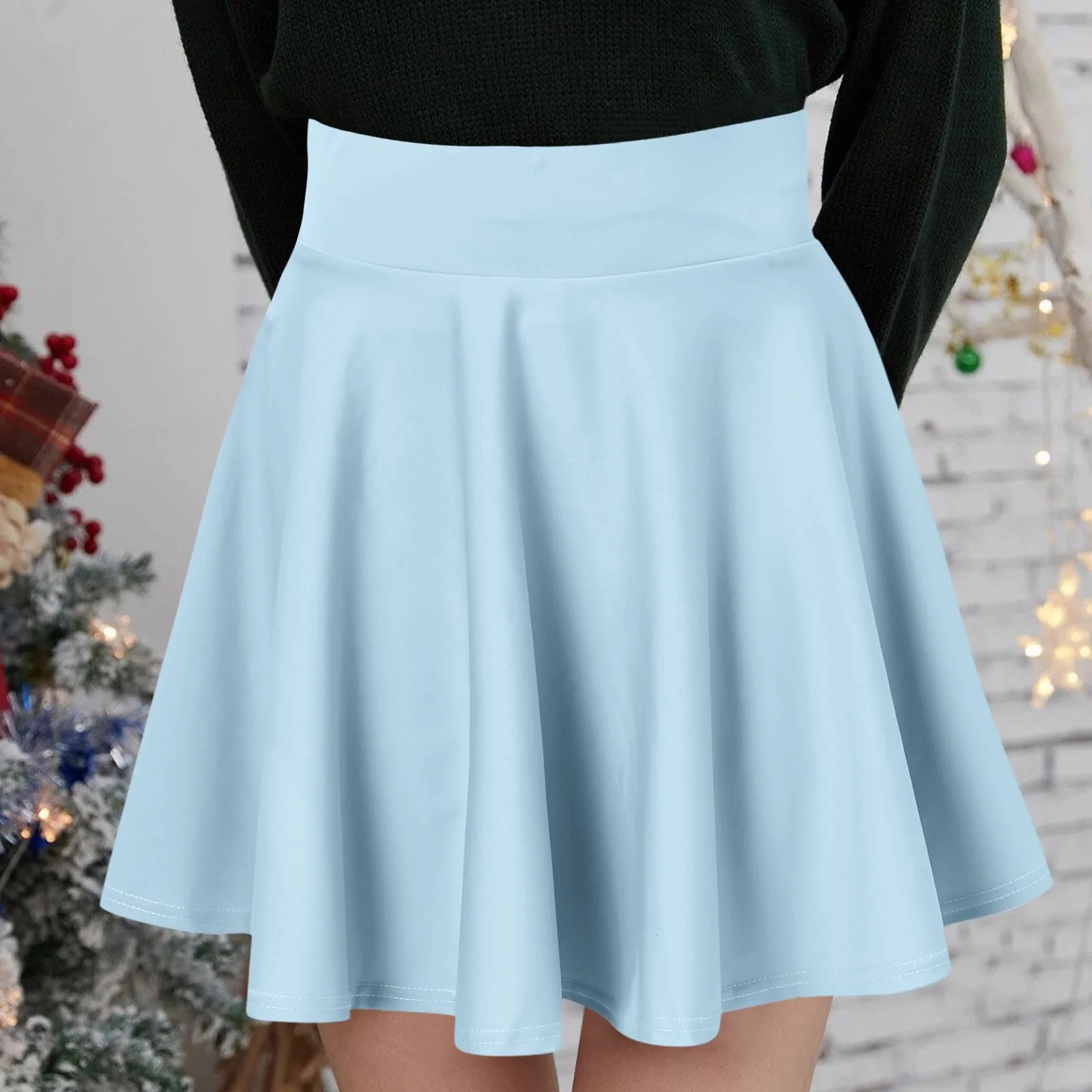 

Women Skirt Fashion Casual Solid mini Skirt Anti Glare short Skirt Pleated Skirt With Shorts Skirt Korean Fashion 7 Layer