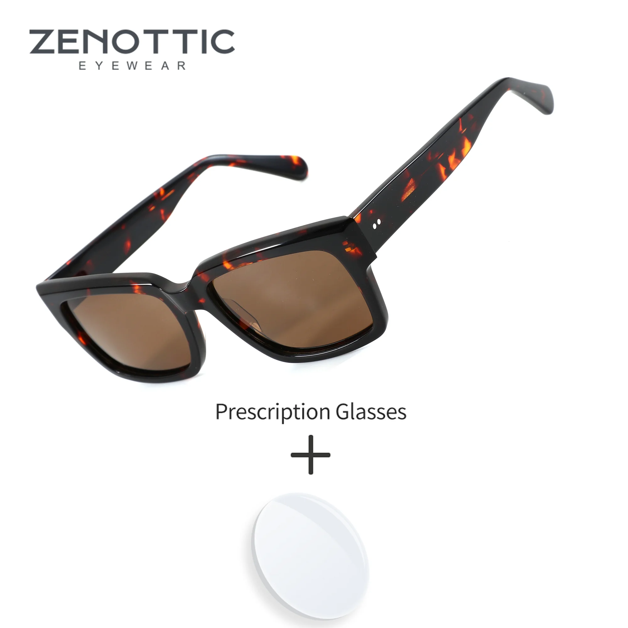 ZENOTTIC M Size Rectangle Acetate For Male Prescription Sun Glasses Progressive Polarized UV400 Eyeglasses
