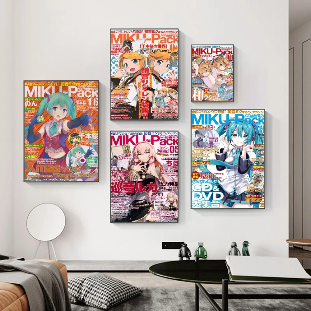 High Quality Poster Paper Waterproof Sticker Anime H-Hatsunes M-MikU Magazine Home Living Room Bar Wall Decoration Sticker