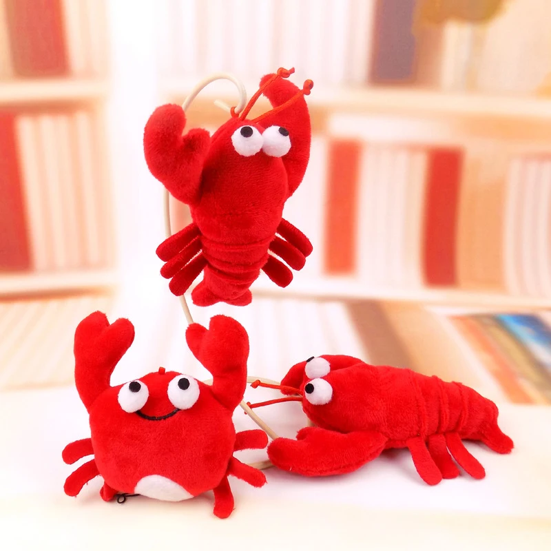 Funny Doll Keychain Red Lobster Plush Toys Pendant Crab Stuffed Animal PP Cotton Toy Cartoon Plush Pendant Girl Gifts