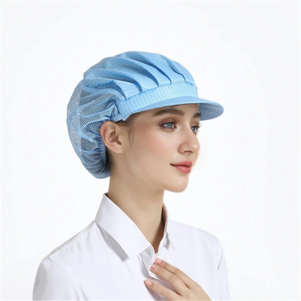 Hot Sales Solid Color Grid Chef Hats Suitable For Kitchen Baking Cooking Safety Hygiene Reusable Anti Static Clothing Cap