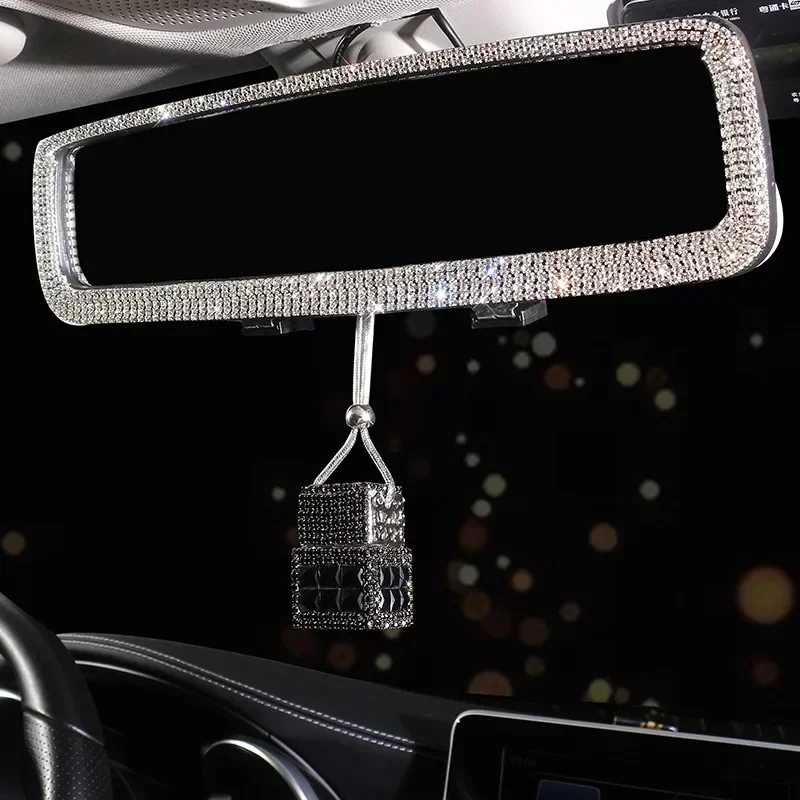 Fashion Diamond Car Accessorie Crystal Auto Rearview Mirror Pendant  full of Bling diamonds  Decoraction Ornaments Birthday Gift