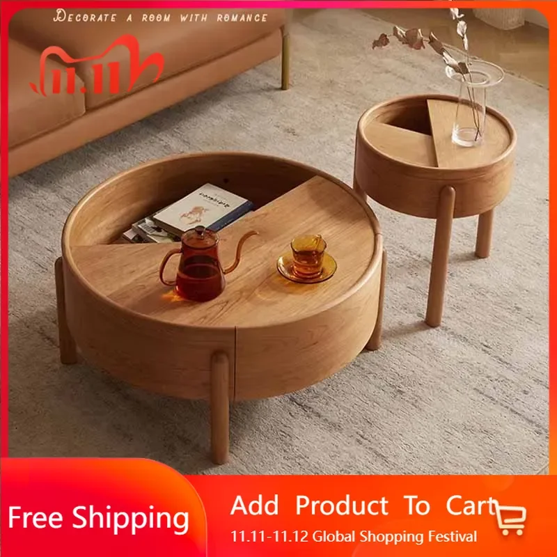 

Aesthetic Cute Coffee Table Wood Storage Computer Unique Mini Living Room Side Table Unique Nordic Round Luxury Trendy Furniture