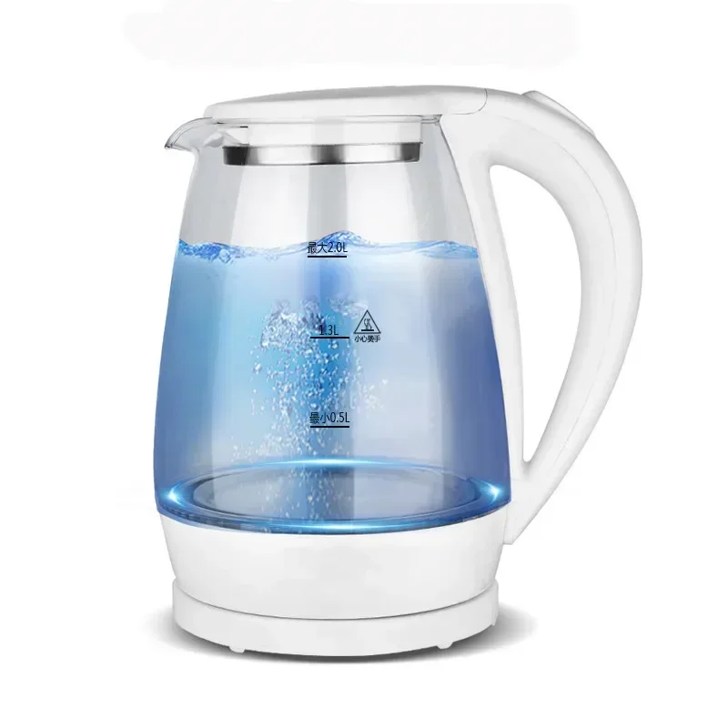 Electric Kettle Teapot Quick Heating Hot Water Boiling Tea Pot Glass Blue Light Heating Kettles Auto-Power Off Boiler