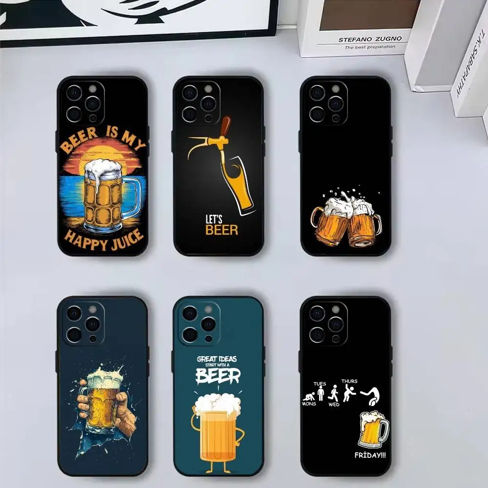 

Beer Alcohol Art Pattern Phone Case Silicone Soft For IPhone 17,16,15,14,13,12,11,XS,Plus Pro Max