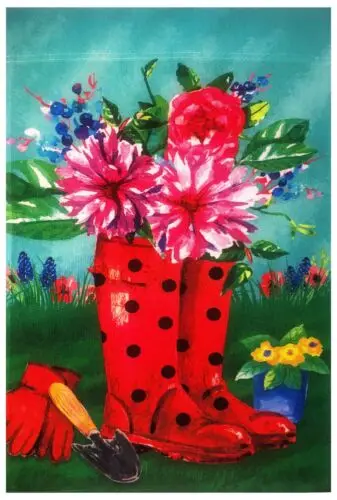 NEW Rain Boots & Flowers Garden Flag 12