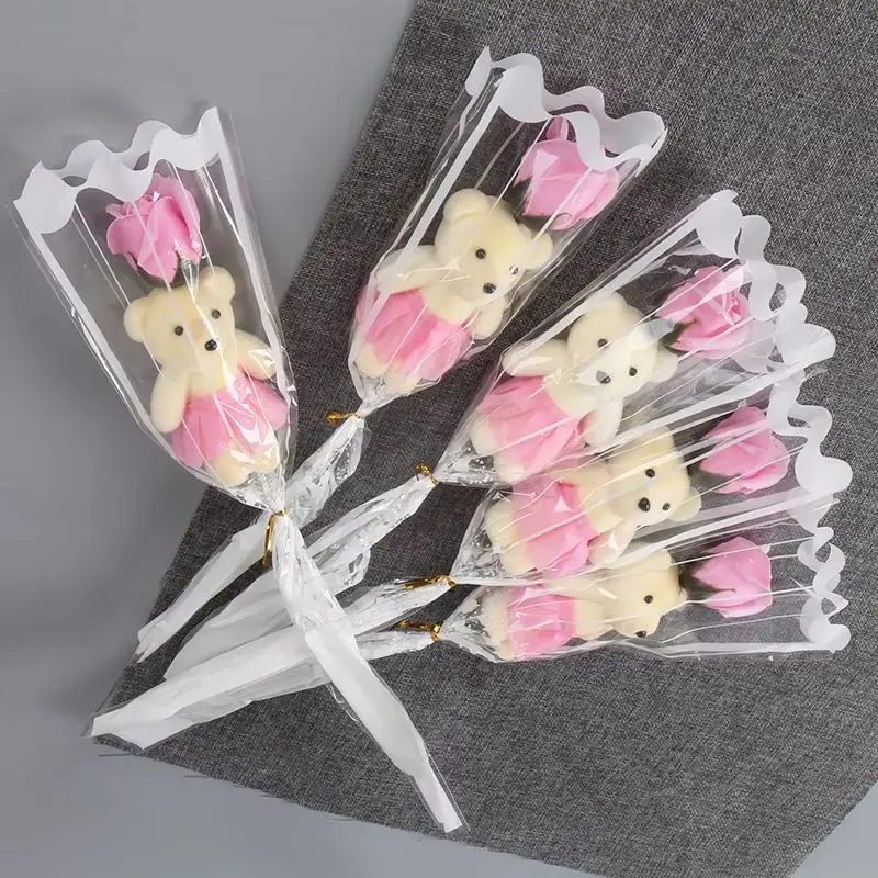 1/3/5Pcs Rose Bear Artificial Flowers Bouquet for Valentine's Day DIY Gift Ornament Wedding Decoration Party Supplies Home Decor 5