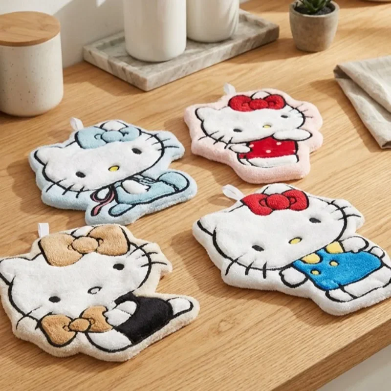 Cartoon Cat Printed Hand Towel Kawaii Soft Absorbent Quick-Drying Towel Face Washing Towel Hanging Kitchen Bathroom Women's Gift view 2