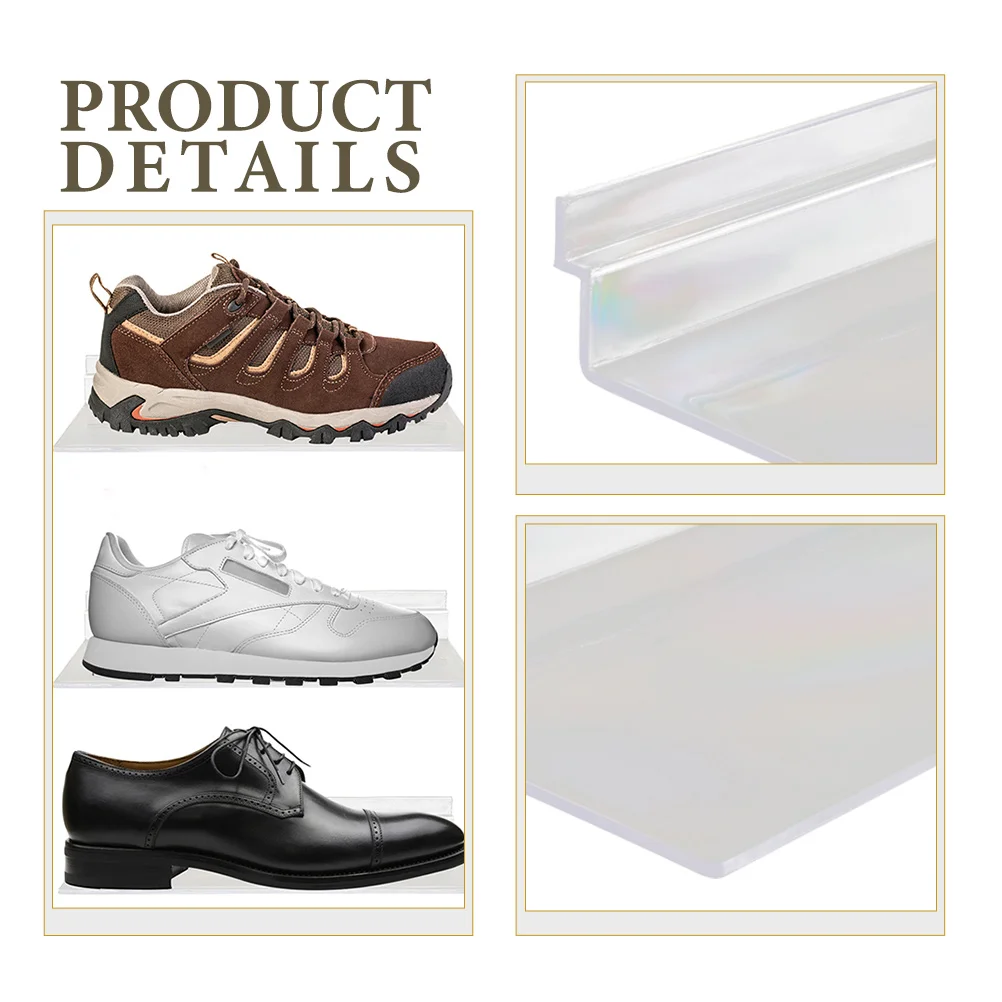 

8pcs Transparent Display Holder Rack Slatwall Shelves Clear Wall Storage Slatwall Shelves And Fixtures Shoe Organizers Retail