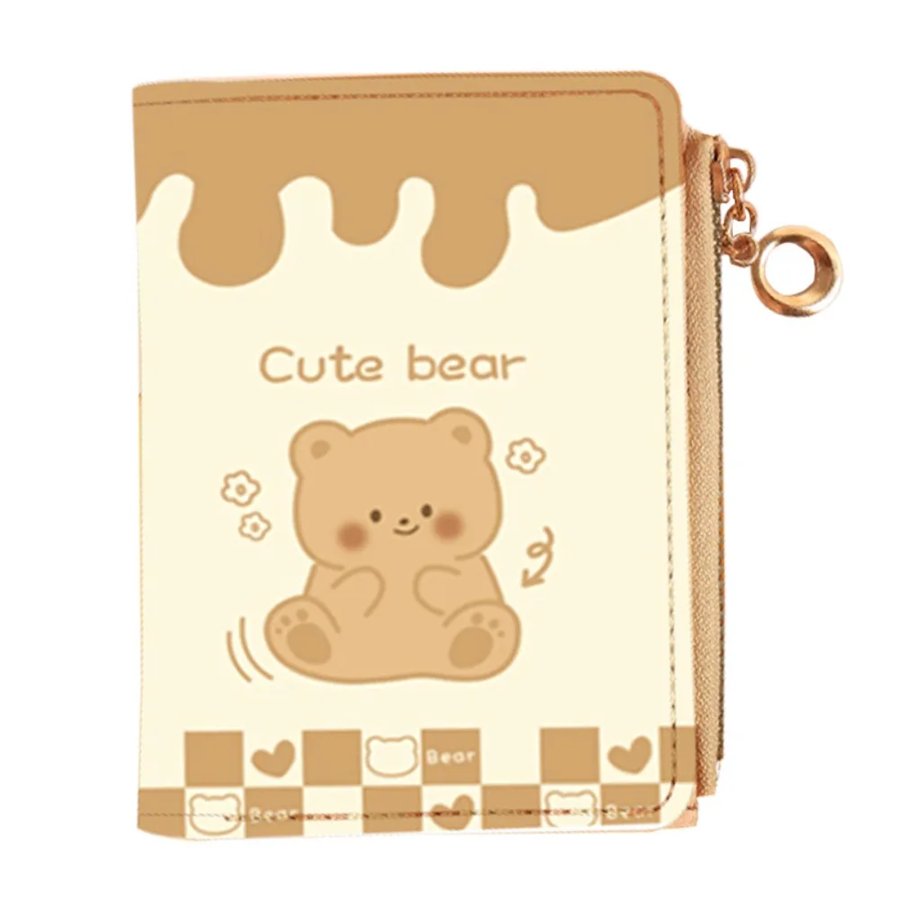 

Cute PU Leather Wallet Cartoon Bear Anime Photocard Bag Zip Short Purse Student