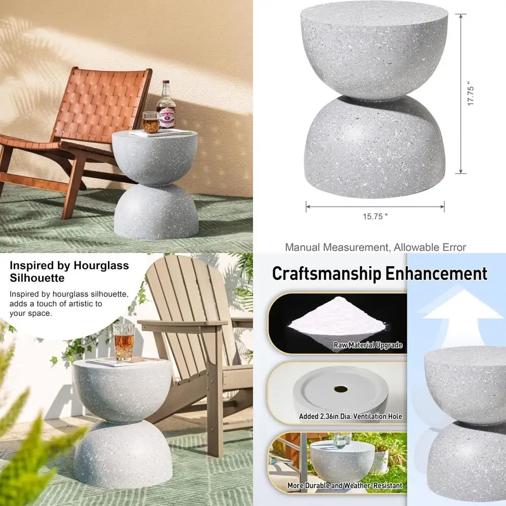 

Patio Side Tables Round Accent Table Modern Outdoor End Table Decorative Garden Stools Multi-Functional Small Table